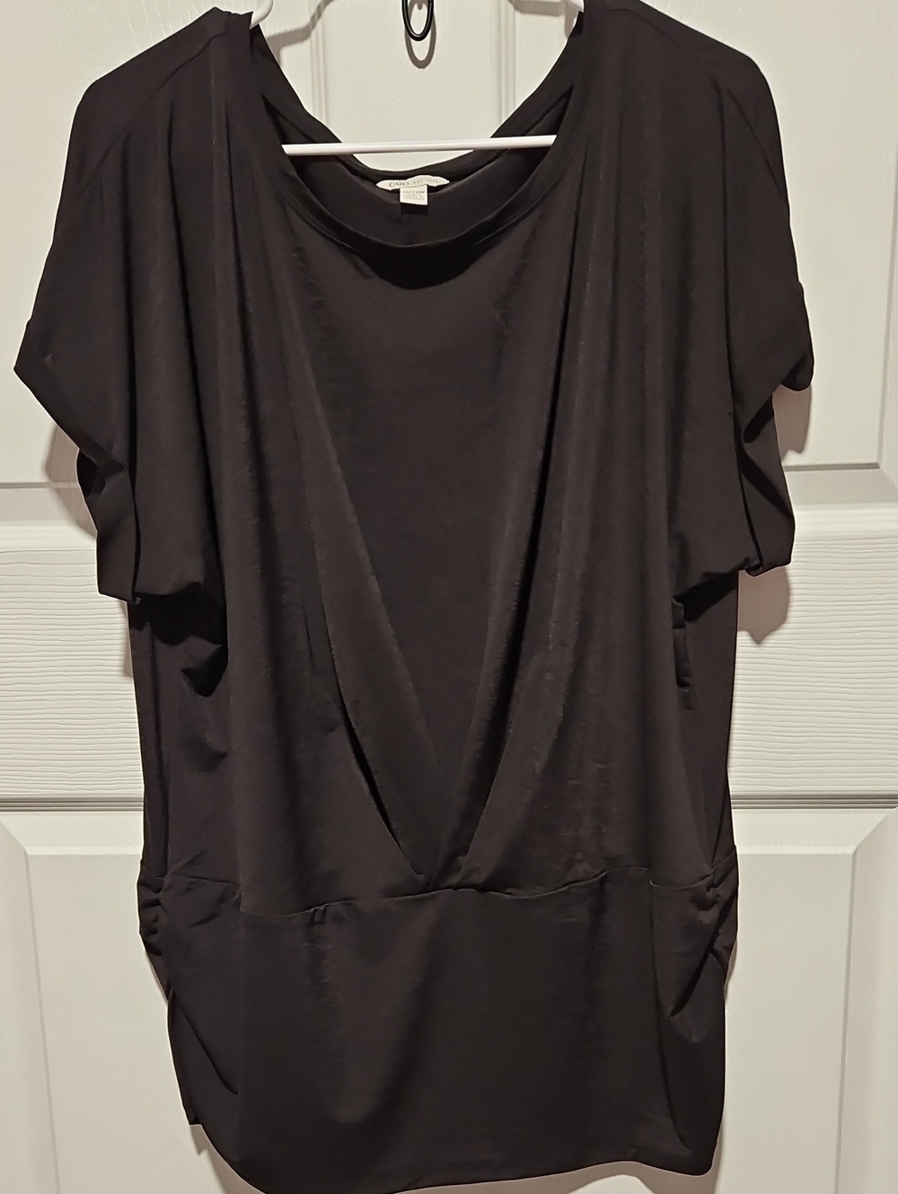 Cato Black Draped V-Neck Tunic